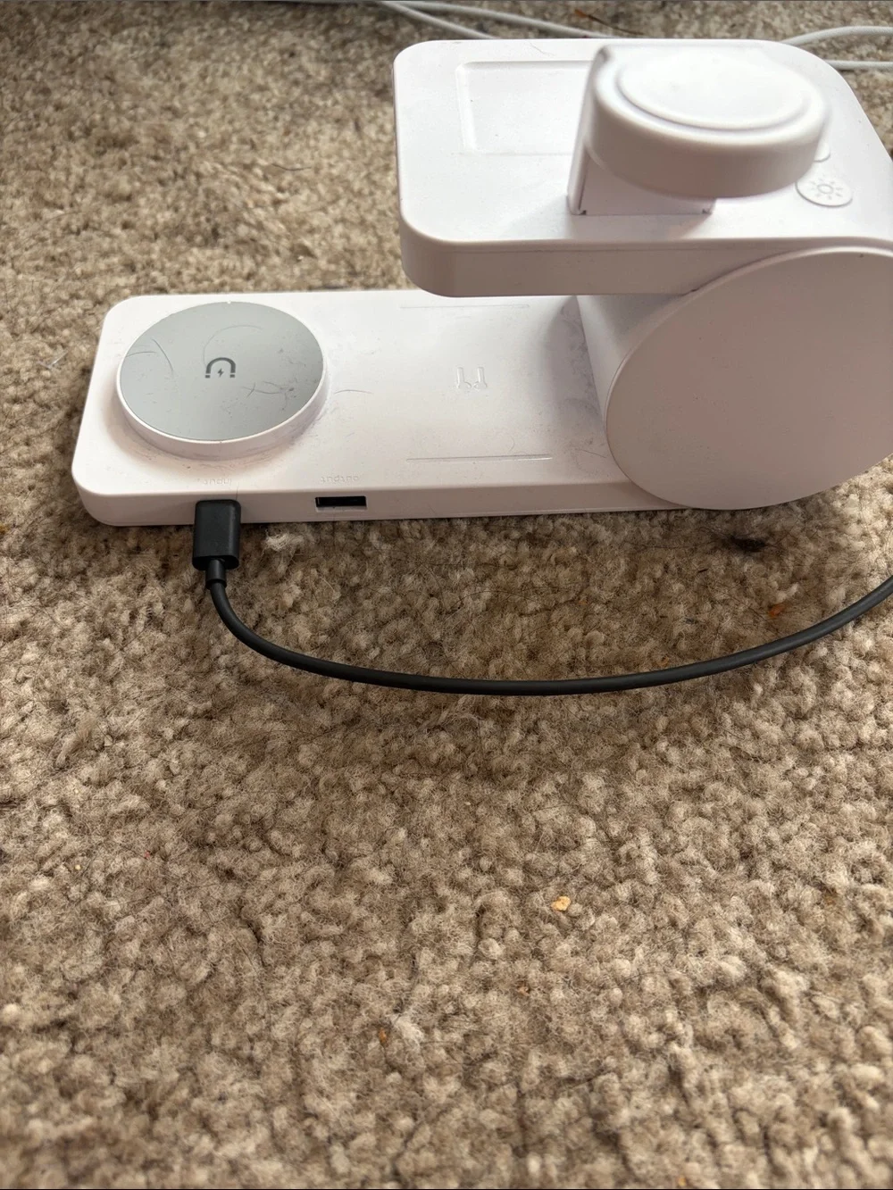 3-in-1 White Wireless Charging Stand with LED Clock
